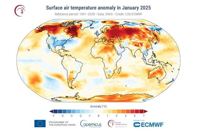 Clima, il 2025 è stato il terzo anno più caldo di sempre