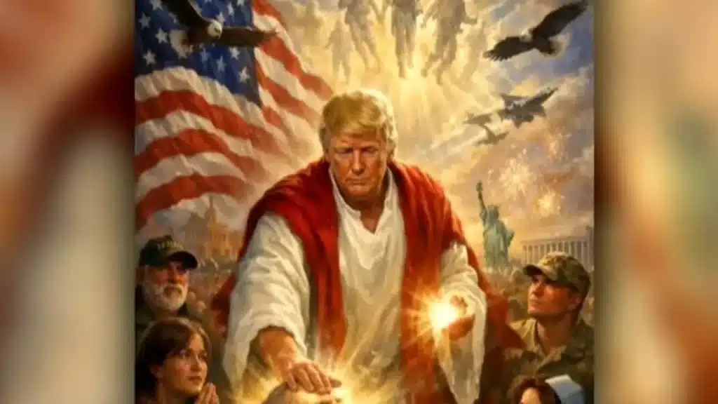 Trump raffigurato come Gesù e poi cancella l’immagine: «Leone dovrebbe essermi grato»